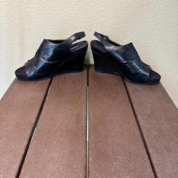 AEROSOLES Sunplush Shootie Wedges Sandals Black - 8 - Picture 6 of 12